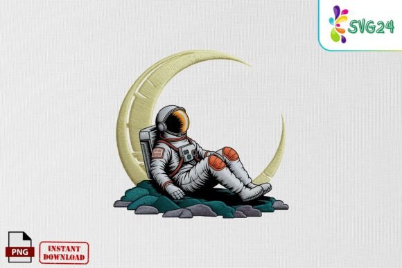Astronaut Moon Sitting Space Embroidery Review