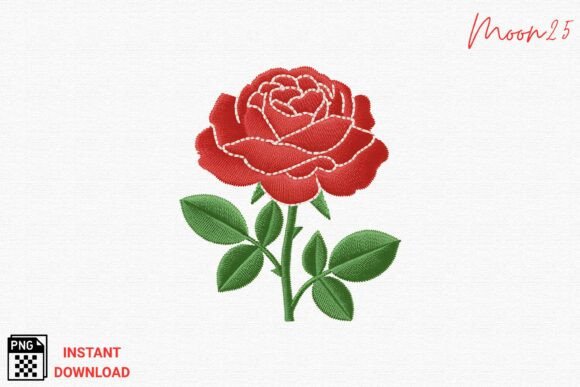 Red Rose Embroidery Flower T-Shirt PNG Review