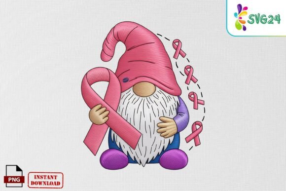 Review: Breast Cancer Gnome Embroidery PNG for Apparel
