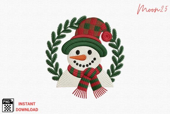 Snowman Wreath Embroidery Style PNG Review