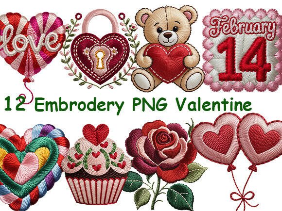 Valentineβs Embroidery PNGs for Boutique Apparel